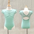 thumbnail image 1 of CYRBOKO Toddler Girl's Gymnastics Leotards, Short Sleeve Mash Training Performance Ballerina Dancewear Green Size 3-4 T, 1 of 4