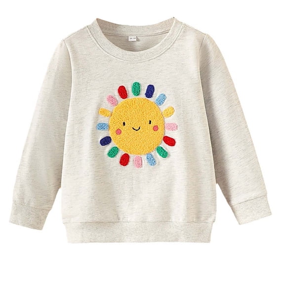 CYRBOKO Toddler Girl's Pullover Sweatshirts, Crew Neck Long Sleeve Casual Cotton Sportwear Clothing Gray Size 2-3 T