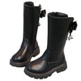 thumbnail image 1 of CYRBOKO Girl's Riding Boots, Non-Slip Outdoor Side-zip Knee High Boots Black Size 2 (Big Kids), 1 of 1