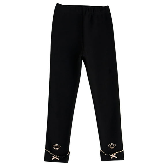 CYRBOKO Toddler Girls Active Leggings, Cotton Elastic Waist Lightweight Stretch Skinny Pants Black Size 4-5 T