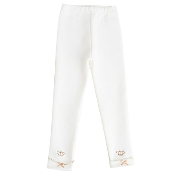 CYRBOKO Toddler Girls Active Leggings, Lightweight Cotton Elastic Waist Stretch Skinny Pants White Size 4-5 T