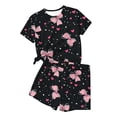 thumbnail image 1 of CYRBOKO Toddler Girls Athletic Outfit Sets, Comfy Summer Crew Neck Short Sleeve Elastic Waist Two-piece Sets Multicolor Size 3-4 T, 1 of 7