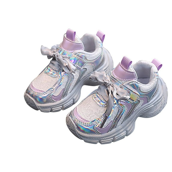 CYRBOKO Toddler Girls Athletic Sneakers, Casual Slip On Non-slip Soft Sole Running Shoes Purple Size 18-24 Months