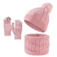 thumbnail image 1 of CYRBOKO Toddler Girls' Beanies Sets, 3 Pieces Knitted Winter Thermal Gloves with Sarves Pink Size 1-6 T, 1 of 3