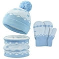 thumbnail image 1 of CYRBOKO Toddler Girls Beanies Sets, Stretchy Thermal 3 Pieces Winter Gloves with Sarves Blue Size 1-6 T, 1 of 4