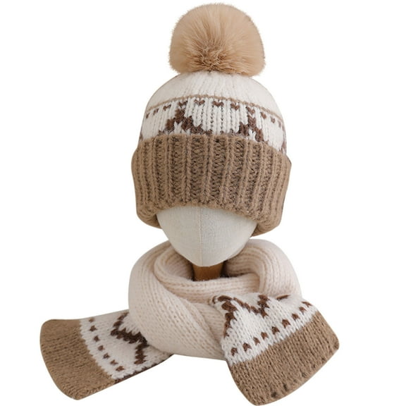CYRBOKO Toddler Girls' Beanies, Winter Thermal Soft Cotton Skiing Hats Khaki Size 2-9 T