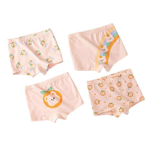 CYRBOKO Toddler Girls Boxers, Comfy Elastic Waist Cotton 4-pack Girls Underwear Orange Size 4-6 T