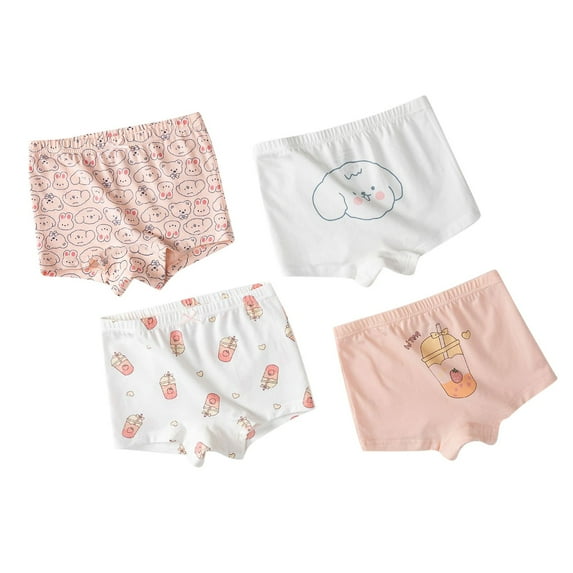 CYRBOKO Toddler Girls Boxers, Cotton Breathable Elastic Waist 4-pack Girls Underwear White Size 4-6 T