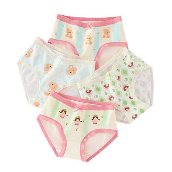 CYRBOKO Toddler Girls Briefs, Elastic Waist 4-piece Cotton Lightweight Underwear for Girls Pink Size 3-5 T