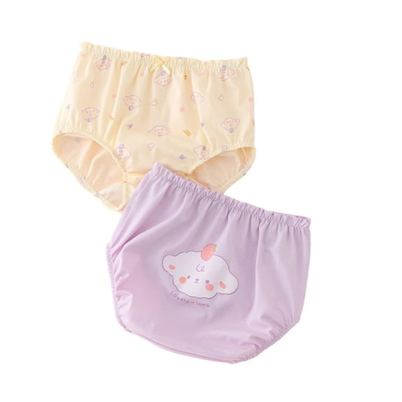 CYRBOKO Toddler Girls Briefs, Elastic Waist Cotton Soft 2PC Girls Underwear Purple Size 1.5-3 T
