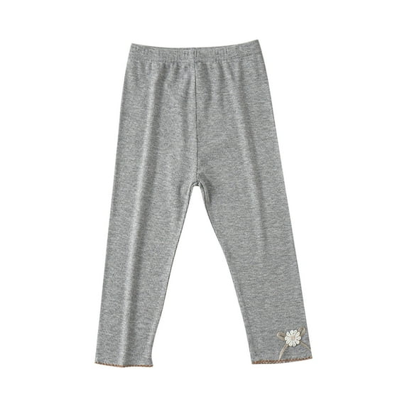 CYRBOKO Toddler Girls Capri Leggings, Stretch Loungewear Cotton Elastic Waist Tight Bottoms Gray Size 3-4 T
