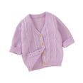 thumbnail image 1 of CYRBOKO Toddler Girls Cardigan Sweaters, Knit Gift Long Sleeve Cotton Fall Tops Purple Size 12-18 Months, 1 of 2