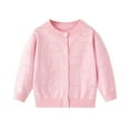 thumbnail image 1 of CYRBOKO Toddler Girls Cardigans, Breathable Casual Long Sleeve Crew Neck Fall Sweaters Pink Size 5-6 T, 1 of 6