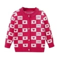 thumbnail image 1 of CYRBOKO Toddler Girls Cardigans, Printed Cotton Knit Long Sleeve Fall Clothing Red Size 3-4 T, 1 of 2