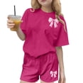 thumbnail image 1 of CYRBOKO Toddler Girls Casual Outfit Sets, Athletic Elastic Waist 2-Piece Summer Short Sleeve Tops with Shorts Hot Pink Size 4-5 T, 1 of 5