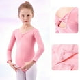 thumbnail image 1 of CYRBOKO Girls Competition Ballet Leotard, Performance Cotton Training Long Sleeve Dancewear Clothes Pink Size 2-15 T, 1 of 9