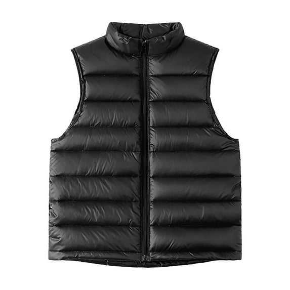 CYRBOKO Toddler Girls' Cotton Puffer Vests, Thermal Lightweight Full Zip Sleeveless Winter Clothing Black Size 4-5 T