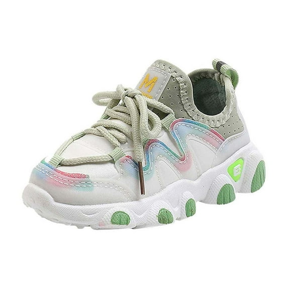 CYRBOKO Toddler Girls Court Sneakers, Soft Sole Comfortable Non-slip Casual Running Shoes Green Size 4.5-5 T