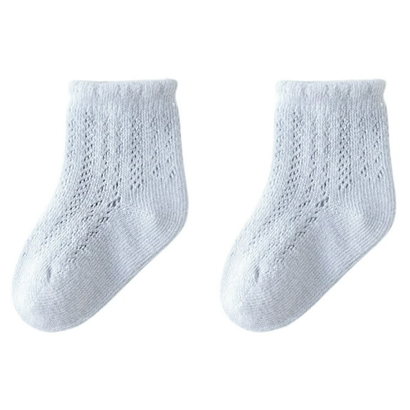 CYRBOKO Toddler Girls Crew Socks, Soft Breathable Cotton Athletic Socks Blue Size 3-5 T