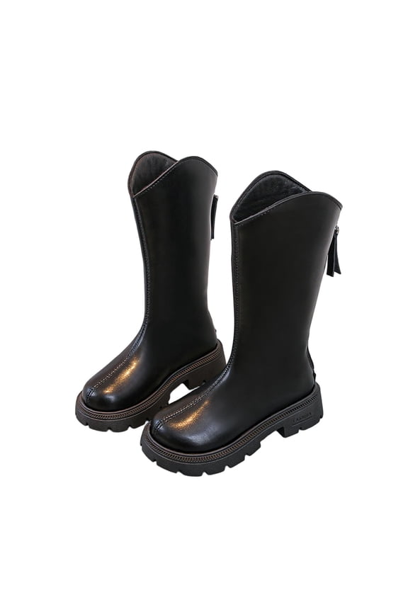 Girls Crowlgirl Boots, Fashionable Zip-up Non-Slip Riding Boots Black Size 11.5 (Little Kids)