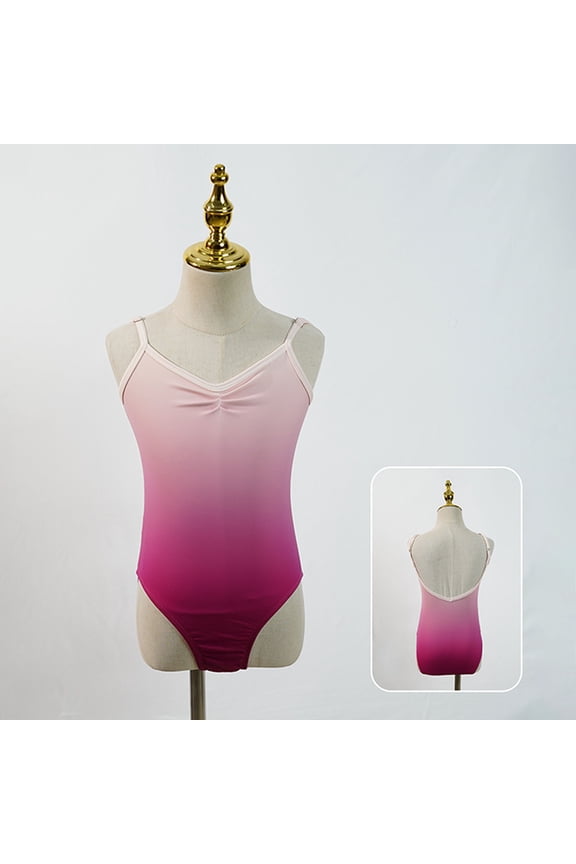 Girls Dancewear Leotards, Performance Spaghetti Strap Backless Competition Ballerina Dancewear Red Size 13-14 T