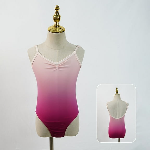 CYRBOKO Girls Dancewear Leotards, Spaghetti Strap Competition Performance Backless Ballerina Dancewear Red Size 15-16 T