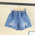 thumbnail image 1 of CYRBOKO Toddler Girls Denim Shorts, Loose Elastic Waist Vacation Smmer Shorts Red Size 3-4T, 1 of 4