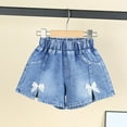 thumbnail image 1 of CYRBOKO Toddler Girls Denim Shorts, Summer Vacation Elastic Waist Loose Shorts with Pocket White Size 3-4T, 1 of 4