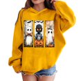 thumbnail image 1 of CYRBOKO Toddler Girls Fleece Sweatshirts, Holiday Long Sleeve Hooded Pumpkin Printed Halloween Tops Yellow Size 4-5 T, 1 of 6