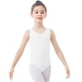 thumbnail image 1 of CYRBOKO Girls Gymnastics Leotards 2025, Performance Stretchy Training Sleeveless Ballerina Dancewear White Size 7-8 T, 1 of 7