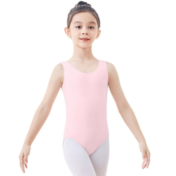 CYRBOKO Girls Gymnastics Leotards 2025, Sleeveless Performance Stretchy Training Ballerina Dancewear Pink Size 10-12 T