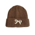 thumbnail image 1 of CYRBOKO Toddler Girls Hat, Knitted Thermal Lightweight Winter Kids Beanies Brown Size One Size, 1 of 3