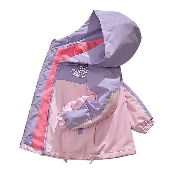 CYRBOKO Toddler Girls' Hooded Jackets, Cotton Full-Zip Sports Lightweight Fall Outerwear Purple Size 3-4 T