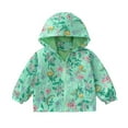 thumbnail image 1 of CYRBOKO Toddler Girls Hooded Jackets, Long Sleeve Athletic Lightweight Full-Zip Kids Outerwear Green Size 3-4 T, 1 of 9