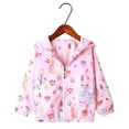 thumbnail image 1 of CYRBOKO Toddler Girls Jackets, Full Zip Printed Windbreaker Long Sleeve Stretchy Hooded Outerwear Pink Size 4-5 T, 1 of 3