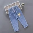 thumbnail image 1 of CYRBOKO Toddler Girls Jeans, Cotton Stretch Casual Elastic Waist Jeans with Pockets Blue Size 5 T, 1 of 3