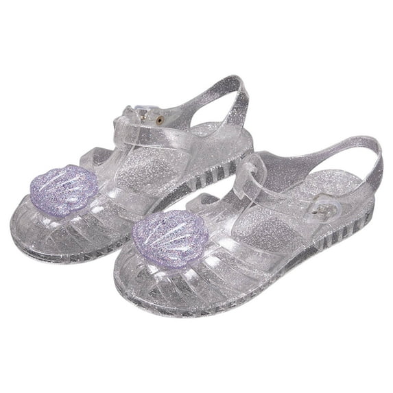 CYRBOKO Toddler Girls'Jelly Sandals, Closed Toe Soft Soled Beach Casual Summer Shoes Purple Size 9(Toddler)