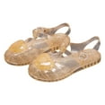 thumbnail image 1 of CYRBOKO Toddler Girls Jelly Sandals, Soft Soled Closed Toe Beach Beach Summer Shoes Gold Size 7(Toddler), 1 of 5