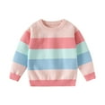 thumbnail image 1 of CYRBOKO Toddler Girls Knitted Sweaters, Crew Neck Cotton Stretchy Long Sleeve Winter Clothing Pink Size 2-3 T, 1 of 3
