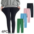 thumbnail image 1 of CYRBOKO Toddler Girls Leggings, 4 Pack Casual Elastic Waist Thin Long Bottoms Green Size 3-4 T, 1 of 9