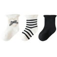 thumbnail image 1 of CYRBOKO Toddler Girls Mesh Socks, Soft Breathable 3 Pairs Cotton Athletic Socks Black Size 3-5 T, 1 of 9