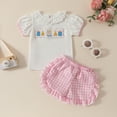 thumbnail image 1 of CYRBOKO Toddler Girls Outfit Sets, 2 Pieces Short Sleeve Elastic Waist T Shirts with Shorts Sets Pink Size 12-18 Months, 1 of 9