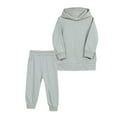 thumbnail image 1 of CYRBOKO Toddler Girls Outfit Sets, Cotton Stretchy Long Sleeve Elastic Waist Sweatshirts with Pants Gray Size 1-2 T, 1 of 2