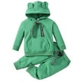 thumbnail image 1 of CYRBOKO Toddler Girls Outfit Sets, Elastic Waist Long Sleeve Thermal Cotton Sweatshirts with Pants Green Size 2-3 T, 1 of 2