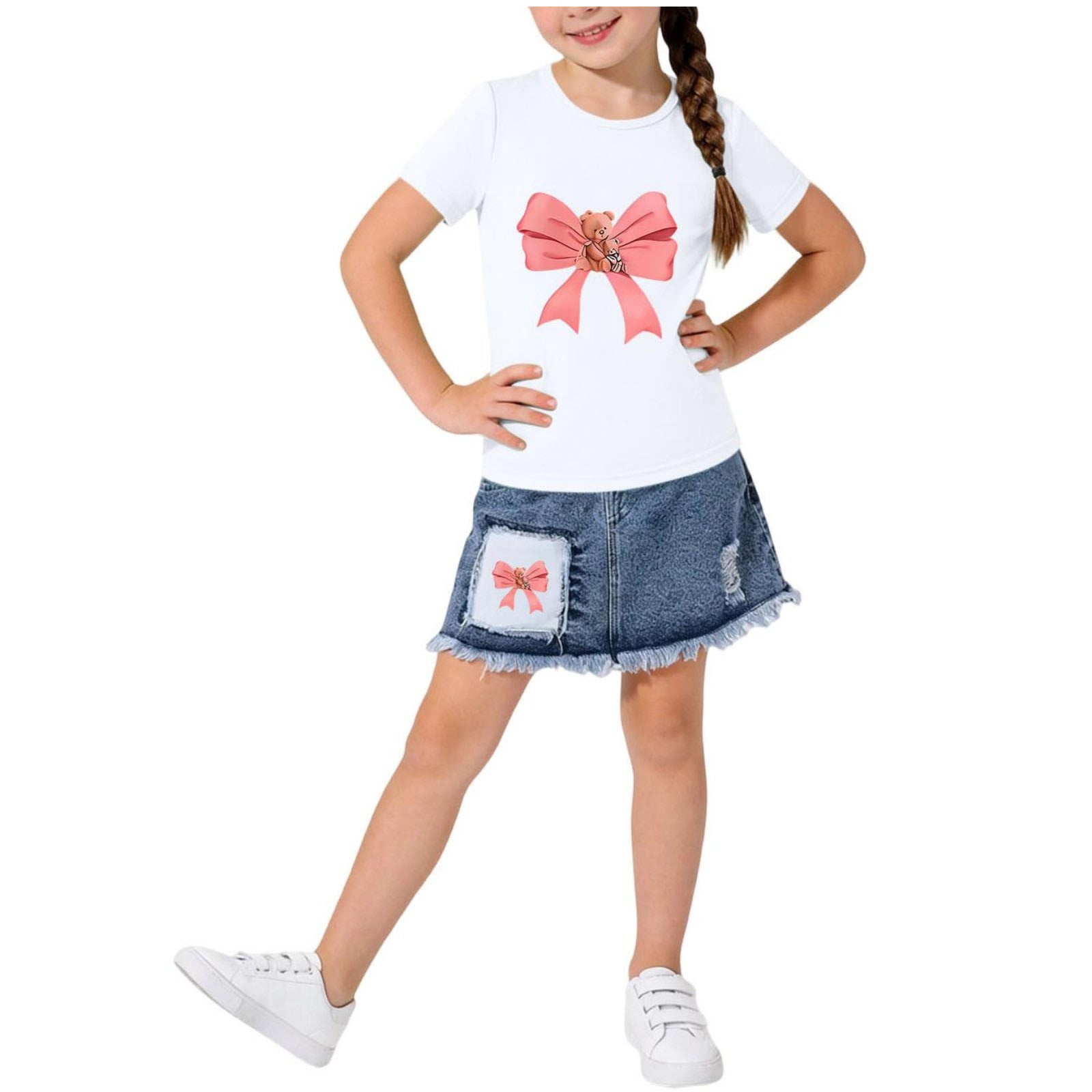 CYRBOKO Toddler Girls Outfit Sets, Gift Elastic Waist Short Sleeve ...