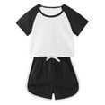 thumbnail image 1 of CYRBOKO Toddler Girls Outfit Sets, Short Sleeve Summer 2 Pieces T-shirts and Shorts Set Black Size 4-5 T, 1 of 4