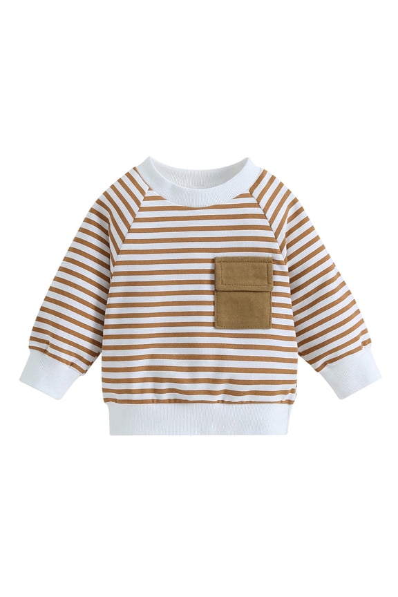 Toddler Girls Pullover Sweatshirts, Pullover Cotton Crew Neck Autumn Clothing with Long Sleeve Brown Size 3-4 T