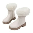 thumbnail image 1 of CYRBOKO Girls Riding Boots with Fleece, Princess Side-zip Non-Slip Thermal Mid-calf Booties Beige Size 9.5 (Little Kids), 1 of 7