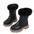 thumbnail image 1 of CYRBOKO Girls Riding Boots with Fleece, Thermal Side-zip Non-Slip Princess Mid-calf Booties Black Size 10 (Little Kids), 1 of 7