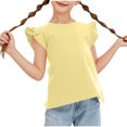 thumbnail image 1 of CYRBOKO Toddler Girls Shirts 2025, Casual Flutter&nbsp;Sleeve Summer Holiday Short Sleeve Tops Yellow Size 4-5 T, 1 of 8